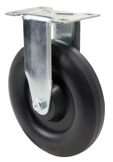 (image for) Caster; Rigid; 3" x 1-1/4"; Polyolefin LD; Plate (2-11/16"x3-5/8": holes: 1-3/4"x2-13/16" (slots to 3-1/16"); 5/16" bolt); Zinc; Plain bore; 200# (Item #63202)