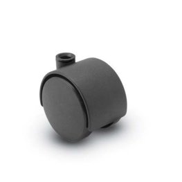 Caster; Twin; Swivel; 2" (50mm); Polyurethane; Stemless; Black; Zinc Body; 75#; Hood (Receives Shepherd 5/16" x 1-1/4" stem) (Item #68633)