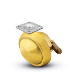 Caster; Ball; Swivel; 2-1/2"; Metal/ Zinc; Top Plate; 1-3/16"x2"; holes: 13/16x1-9/16; 3/16 bolt; Brass; Acetyl/ Resin Brng; 100#; Brake (Item #68519)