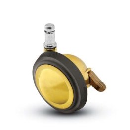 Caster; Ball; Swivel; 3"; Rubber; Hard; Grip Ring; 7/16"x7/8"; Brass; Acetyl/ Resin Brng; 100#; Pedal Lock; Wheel (Item #69582)