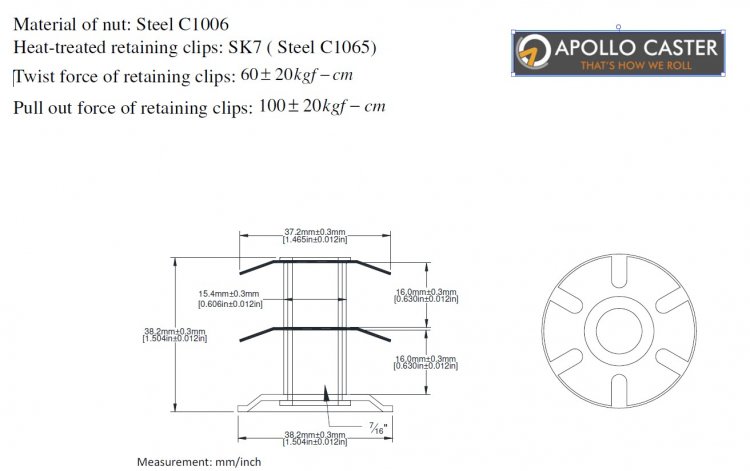 (image for) Socket; Grip Ring; 1.46"; Fits in 1-3/8 ID Round Tubing; Spring Retention; Fits 7/16" GR stems to 1-7/16". Base is 1.5" round. (Item #87691)