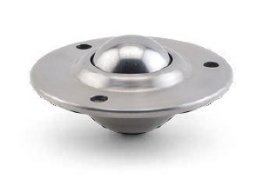 Ball Transfer; 1-1/4" Stainless Steel Ball; Round (74mm diameter: 3 holes: 2-5/16" apart); Stainless Housing; 275#; Weep Hole(s) (Item #87257)