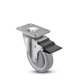 Caster; Swivel; 3" x 1-1/4"; PolyU on PolyO (Blue); Plate (2-5/8"x3-3/4"; holes: 1-3/4"x2-3/4" slotted to 3"; 5/16" bolt); Prec Ball Brng; 250#; Pedal Brake (Item #64654) Caster; Swivel; 3" x 1-1/4"; PolyU on PolyO (Blue); Plate (2-5/8"x3-3/4"; holes: 1-3/4"x2-3/4" slotted to 3"; 5/16" bolt); Prec Ball Brng; 250#; Pedal Brake (Item #64654)