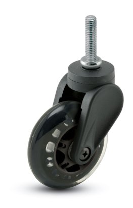 Caster; Swivel; 3" x 15/16"; Black Polyurethane (Donut); Threaded Stem (5/16" x 1"); Black Yoke; Precision Ball Brng; 120# (Item #63212)