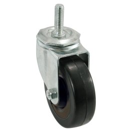 Caster; Swivel; 4" x 1-1/4"; Phenolic; Threaded Stem (1/2"-13TPI x 1"); Zinc; Plain bore; 300#; Dust Cover (Mtl) (Item #64295)