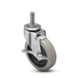 Caster; Swivel; 3" x 13/16"; PolyU on PolyO (Gray); Threaded Stem (5/16"-18TPI x 1"); Zinc; Plain bore; 120#; Side friction brake (Item #64203)