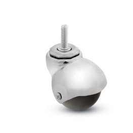 Caster; Spherical; Swivel; 2"; Polyolefin; Threaded Stem; 5/16"-18TPI x 1"; Bright Chrome; Plain bore; 80# (Item #69105) Caster; Spherical; Swivel; 2"; Polyolefin; Threaded Stem; 5/16"-18TPI x 1"; Bright Chrome; Plain bore; 80# (Item #69105)