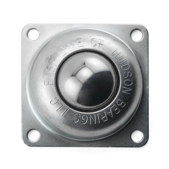 (image for) Ball Transfer; 1-1/2" ball; Stainless Steel; Flange (3"x3"; holes: 2-7/16"x2-7/16"; 1/4" bolt); Carbon Steel Housing; 250#; 1-13/16" load height (Item #89351)