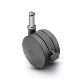 Caster; Twin; Swivel; 4" (100mm); Nylon; Grip Ring; 7/16"x1-1/4"; Black; Rivet; 175#; Pedal Lock; Wheel (Item #68895)