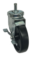 Caster; Swivel; 4" x 1-1/4"; Polyolefin; Grip Ring (7/16" x 1-1/4"); Zinc; Plain bore; 275#; Tread brake; Metal Dustcap (Item #65452) Caster; Swivel; 4" x 1-1/4"; Polyolefin; Grip Ring (7/16" x 1-1/4"); Zinc; Plain bore; 275#; Tread brake; Metal Dustcap (Item #65452)