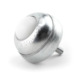 Ball Transfer; 1" Ball; Nylon; Threaded Stud; 1/4"-20TPI x 11/16"; Stainless steel w/ zinc-plated cup and stud; 35#; 1-3/8 load height (Item #89450)