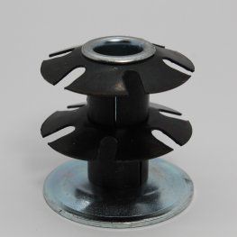 Socket; Grip Ring; 1.46"; Fits in 1-3/8 ID Round Tubing; Spring Retention; Fits 7/16" GR stems to 1-7/16". Base is 1.5" round. (Item #87691)