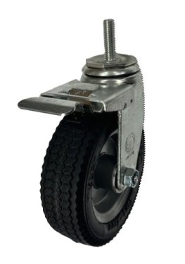 Caster; Swivel; 6" x 2"; Flat Free (Black); Threaded Stem (1/2"-13TPI x 1-1/2"); Zinc; Ball Brng; 250#; Premium Welded Hub; Total Lock Brake. Temp sensitive. (Item #63254)