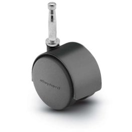 Caster; Twin; Swivel; 2" (50mm); Nylon; Grip Neck; 5/16"x1-1/2"; Black; Steel Axle; 75#; Hood (Item #68372)