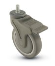 Caster; Swivel; 5" x 1-1/4"; TPR Rubber (Gray); Threaded Stem (1/2"-13TPI x 1"); Nylon (Gray); Prec Ball Brng; 325#; Total Lock; Thread guards (Item #65918)