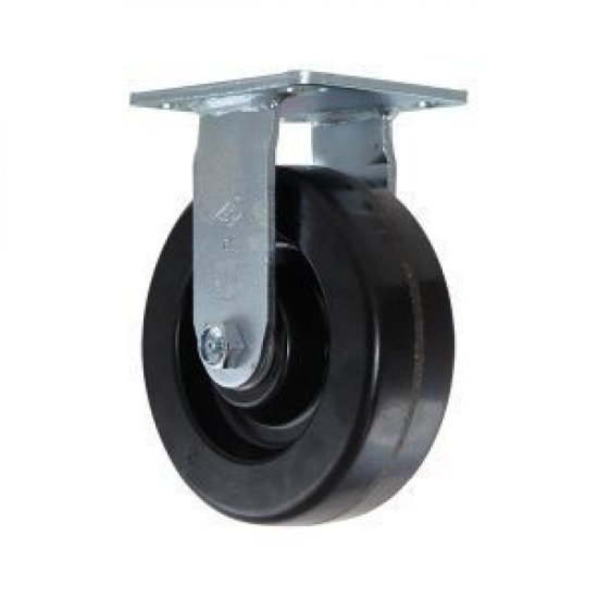 (image for) Caster; Rigid; 6" x 3"; Phenolic; Plate (5-1/4"x7-1/4"; holes: 3-3/8"x5-1/4" slots to 4-1/8"x6-1/8"; 1/2" bolt); Zinc; Roller Brng; 2000# (Item #63402)