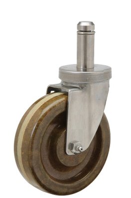 Caster; Swivel; 4" x 1-1/4"; Phenolic High Temp (BR); Grip Ring (7/16" x 1-3/8"); Zinc; Steel Spanner; 350#; Dust Cover (Mtl); High Temp (550 deg) (Item #63482)