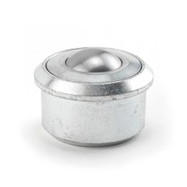 Ball Transfer; 1-3/16"; Stainless Steel balls; Round Base (1-3/4" x15/16"); Carbon Steel housing; Metal Ret Ring; 750#; 17/32" load height; Single Weep Hole (Item #88333)