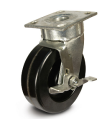 Caster; Swivel; 6" x 2"; Phenolic; Plate (4-1/2"x6-1/4"; holes: 2-7/16"x4-15/16" slotted to 3-3/8x5-1/4; 1/2 bolt); Zinc; Roller Brng; 1200#; Brake; Kingpinless (Item #67346) Caster; Swivel; 6" x 2"; Phenolic; Plate (4-1/2"x6-1/4"; holes: 2-7/16"x4-15/16" slotted to 3-3/8x5-1/4; 1/2 bolt); Zinc; Roller Brng; 1200#; Brake; Kingpinless (Item #67346)