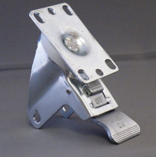 (image for) Yoke & Axle; Swivel; 3" x 1-1/4"; Plate (2-3/8"x3-5/8"; holes: 1-3/4"x2-7/8" slots to 3"; 5/16" bolt); 3/8" Bore; 1-9/16" Hub Length; 350#; Total Lock; Dust Cvr (Item #88870)