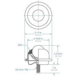 Ball Transfer; 1-1/2 in stainless steel ball; Threaded Stem (3/8-16TPI x 1); Carbon Steel housing; 250#; 2-5/16 load height (Item #89360)