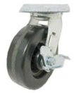 Caster; Swivel; 6" x 2"; Phenolic; Plate (4"x4-1/2"; holes: 2-5/8"x3-5/8" slots to 3"x3"; 3/8" bolt); Stainless; Stainless Roller Brng; 1200#; Tread brake (Item #64076)