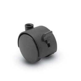 Caster; Twin; Swivel; 2" (50mm); Nylon; Stemless; Black; Zinc Body; 75#; Pedal Lock; Wheel; Hood (Receives Shepherd 5/16" x 1-1/4" stem) (Item #68634)