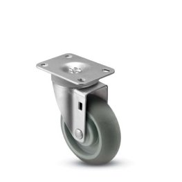 Caster; Swivel; 5" x 1-1/4"; Monotech Round (Gray); Plate (2-5/8"x3-3/4"; holes: 1-3/4"x2-3/4" slotted to 3"; 5/16" bolt); Zinc; Precision Ball Brng; 325# (Item #64557)