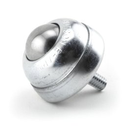Ball Transfer; 1"; Carbon Steel ball; Threaded Stud; 5/16"-18TPI x 11/16"; Zinc-plated steel housing and stud; 75#; 1-3/8" load height (Item #89350)
