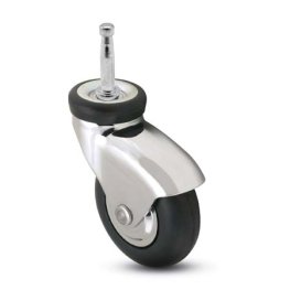 Caster; Std; Swiv; 3 x 15/16; Rubber; Soft; Grip Neck; 1-1/2x5/16; Chrome; Precision Ball Brng; Hooded; Wgt Cap 110#; Thread guards (Item #69968)