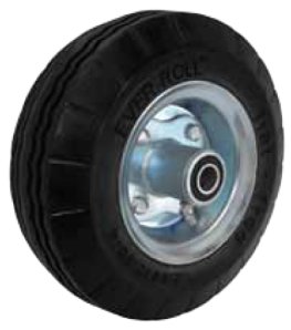 Wheel; 10" x 3" (4.10/3.50-4); Flat Free (Black); Prec Ball Brng; 1/2" Bore; 4" Hub Length; 300#; Bolt-together Centered Hub; Sawtooth Tread (Item #87925)