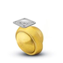 Caster; Ball; Swivel; 2-1/2"; Metal/ Zinc; Top Plate; 1-3/16"x2"; hole spacing: 13/16x1-9/16; 3/16 bolt; Brass; Acetyl/ Resin Brng; 100# (Item #68520)