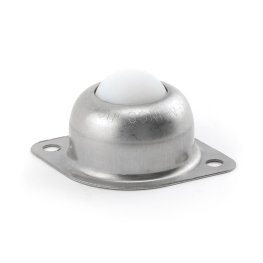 Ball Transfer; 1" Nylon Ball; Steel housing; flange: 2-3/4"x2"; holes 2-3/16" apart; 3/16" holes; 75# weight cap. 1-3/16" load height (Item #89677)