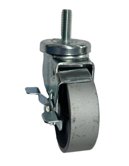 (image for) Caster; Swivel; 4" x 1-1/4"; Cast Iron; Threaded Stem (1/2"-13TPI x 1-1/2"); Zinc; Plain bore; 350#; Dust Cover (Mtl); Tread Brake (Item #64771)