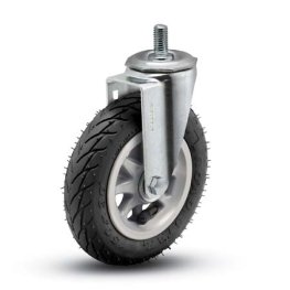 Caster; Swivel; 6" x 1-1/4"; Flat Free (Black); Threaded Stem; 1/2"-13TPI x 1-1/2"; Zinc; Ball Brng; 150# (Item #67759)