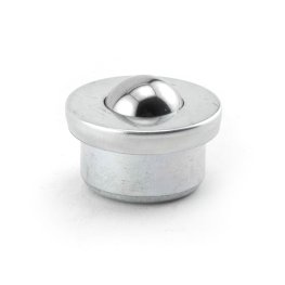 Ball Transfer; 5/8 in Stainless Steel ball; Round drop-in Base; 15/16 diam x 7/16 deep; Carbon Steel housing; 35#; 3/8 load height (Item #89242)