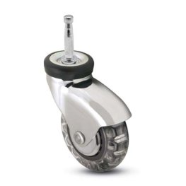 Caster; Swivel; 3" x 15/16"; Polyurethane (Clear); Grip Neck; 1-1/2"x5/16"; Chrome; Precision Ball Brng; Hooded; Wgt Cap 110#; Thread guards (Item #64198)