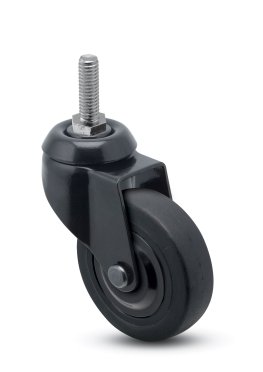 Caster; Swivel; 3 x 15/16; Thermoplastized Rubber (Black); Threaded Stem; 5/16-18TPI x 1; Black; Plain bore; 110#; Thrd Grds (Item #67965)