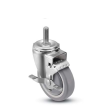 Caster; Swivel; 4" x 1-1/4"; Thermoplastized Rubber (Gray); Threaded Stem (1/2"-13TPI x 1-1/2"); Zinc; Ball Brng; 250#; Tread brake; Thread guards (Item #66284)