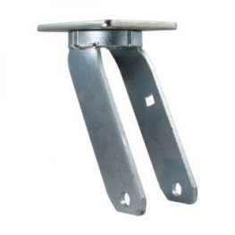 Yoke; Swivel; 8" x 2-1/2"; Plt (4-1/2"x6-1/4"; holes: 2-7/16"x4-15/16" slotted to 3-3/8"x5-1/4";1/2" blt); Znc; 3/4" Bore; 2-7/8" Hub Lngth; 2200#; Kingpinless (Item #87681)