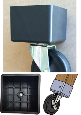 Workbench Bracket; Fits 4"x4" Post, Works with any 3/8" Threaded Stem Caster. Adds 5/8" height. Easy to install. 3" exterior height; 2-3/8" interior depth. (Item #88387) Workbench Bracket; Fits 4"x4" Post, Works with any 3/8" Threaded Stem Caster. Adds 5/8" height. Easy to install. 3" exterior height; 2-3/8" interior depth. (Item #88387)