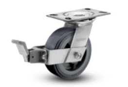 Caster; Swivel; 6" x 3"; Phenolic; Plate (5-1/4"x7-1/4"); Zinc; Tapered Rlr Brng; 2000#; Position Lock; Face Contact Brake (Item #63593)