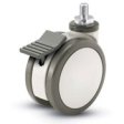 Caster; Twin Wheel; Swivel; 100mm; Polyurethane; Threaded Stem (1/2"-13TPI x 1"); Gray/ White; 220#; Prec BB; Total Lock (Item #66768) Caster; Twin Wheel; Swivel; 100mm; Polyurethane; Threaded Stem (1/2"-13TPI x 1"); Gray/ White; 220#; Prec BB; Total Lock (Item #66768)
