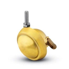 Caster; Ball; Swivel; 2-1/2"; Metal/ Zinc; Threaded Stem; 5/16"-18TPI x 7/8"; Brass; Acetyl/ Resin Brng; 100#; Pedal Lock; Wheel (Item #68318)