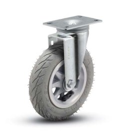 Caster; Swivel; 6"x1-1/4"; Flat Free (Grey); Top Plate (2-5/8"x3-3/4"; holes: 1-3/4"x2-3/4" slotted to 3"; 5/16" bolt); Zinc; Ball Brng; 150#; Dustcap (Item #67100)