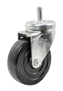 Caster; Swivel; 4" x 1-1/4"; Rubber (Hard); Grip Ring (7/16" x 1-1/4"); Zinc; Plain bore; 250#; Dust Cover (Mtl) (Item #64589)