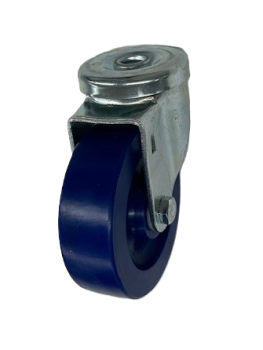 Caster; Swivel; 4" x 1-1/4"; Polyurethane (Solid); Hollow Kingpin (1/2" bolt hole); Zinc; Delrin Spanner; 350#; Dust Cover (Mtl) (Item #63911)