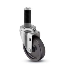 Caster; Swivel; 4" x 1"; Polyolefin; Expandable Adaptor (1" - 1-1/8" ID Tubing); Zinc; Oillite/ Delrin Brng; Wgt Cap: 220# (Item #69933)