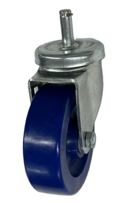 Caster; Swivel; 4" x 1-1/4"; Polyurethane (Solid); Grip Ring (7/16" x 1-1/4"); Zinc; Delrin Spanner; 300#; Dust Cover (Mtl) (Item #63895)