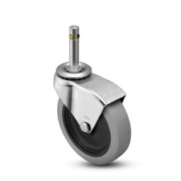 Caster; Swivel; 2 x 13/16; Thermoplastized Rubber (Gray); Grip Ring; 7/16x7/8; Zinc; Plain bore; 80#; Hood (Item #67678)